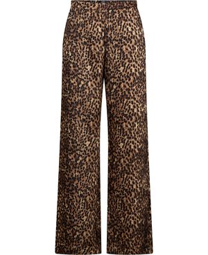 Leopard-print satin trousers