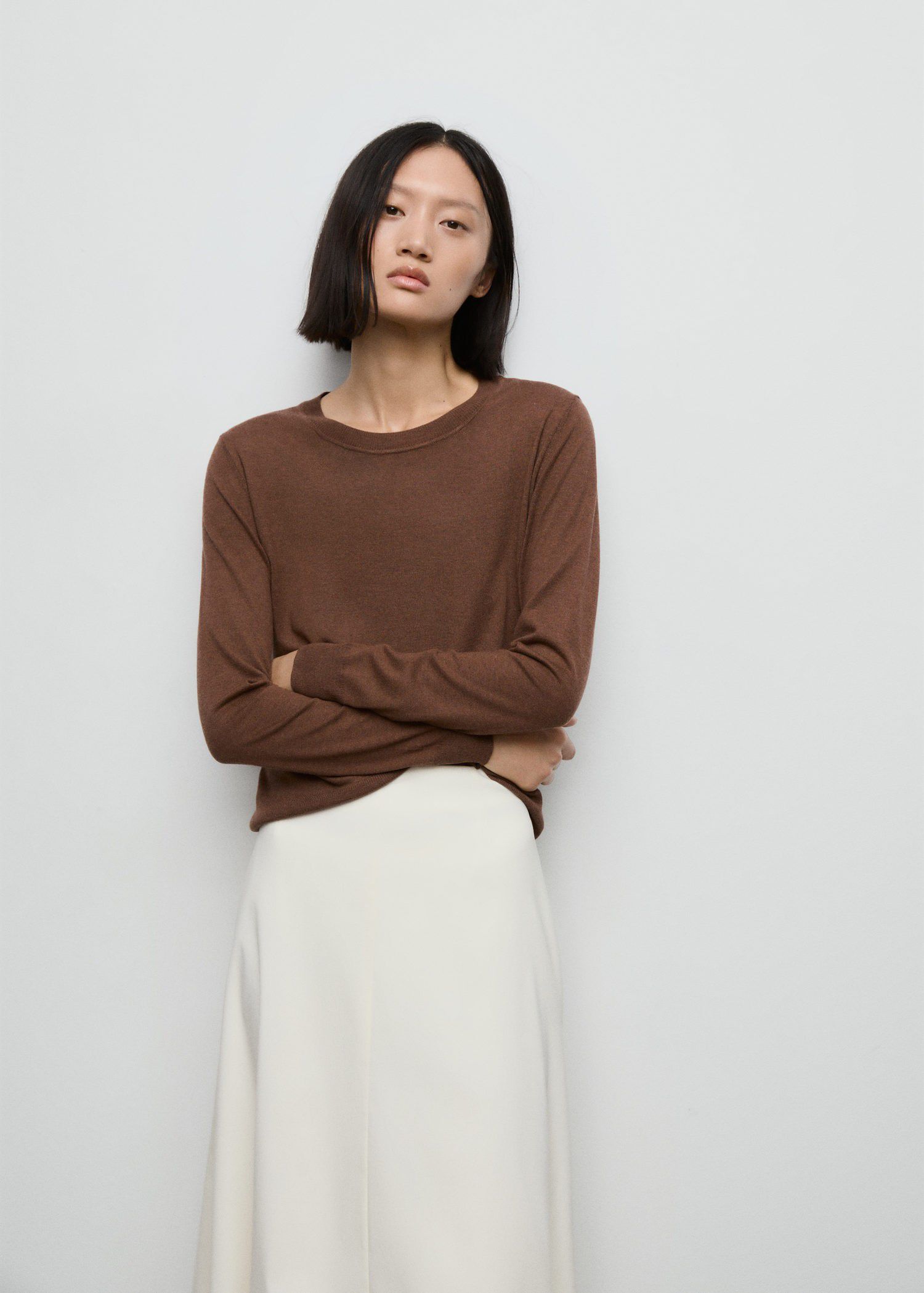 Fine-knit crew-neck sweater