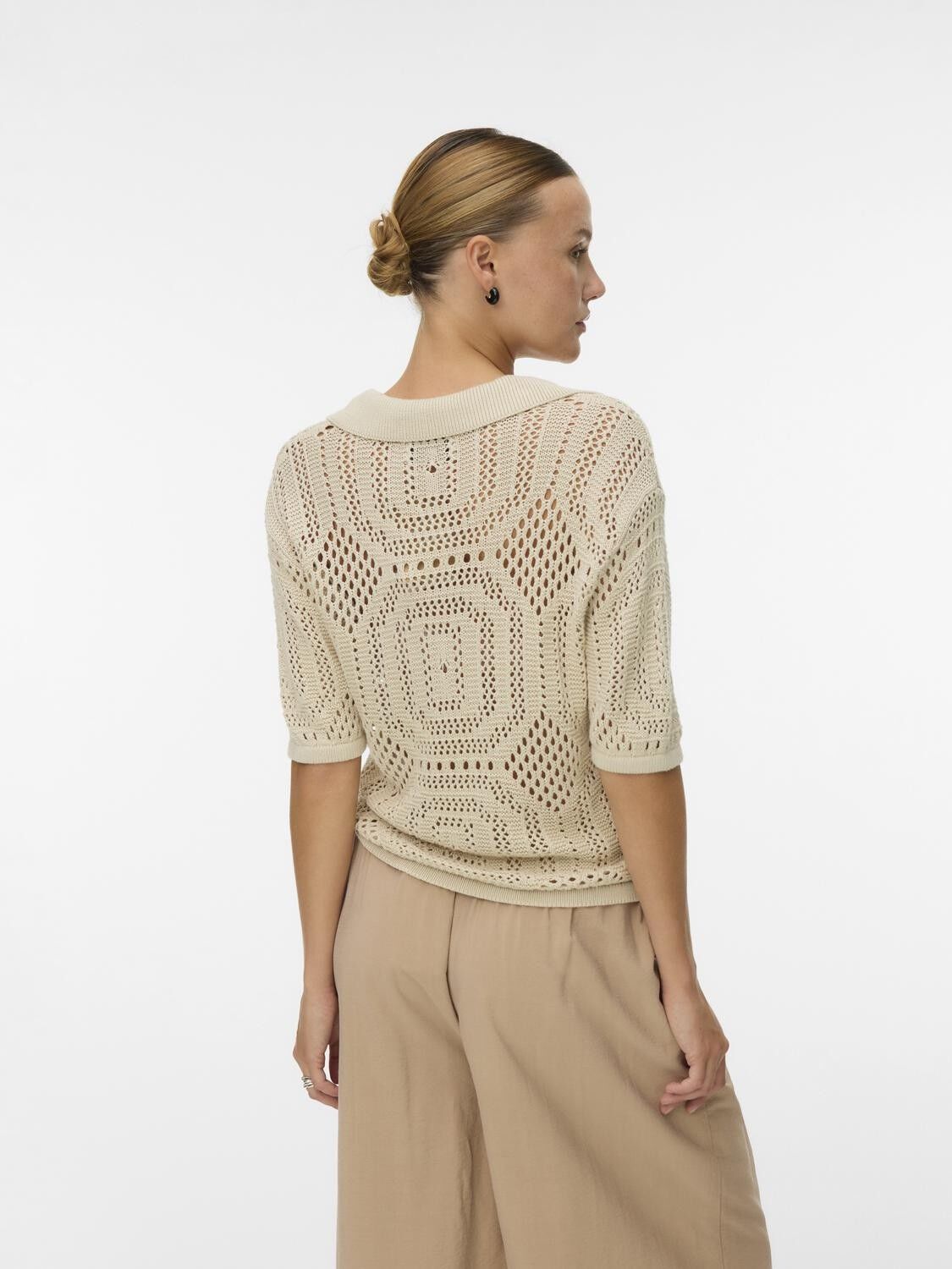 Awbaylee Ss Polo Crochet Top