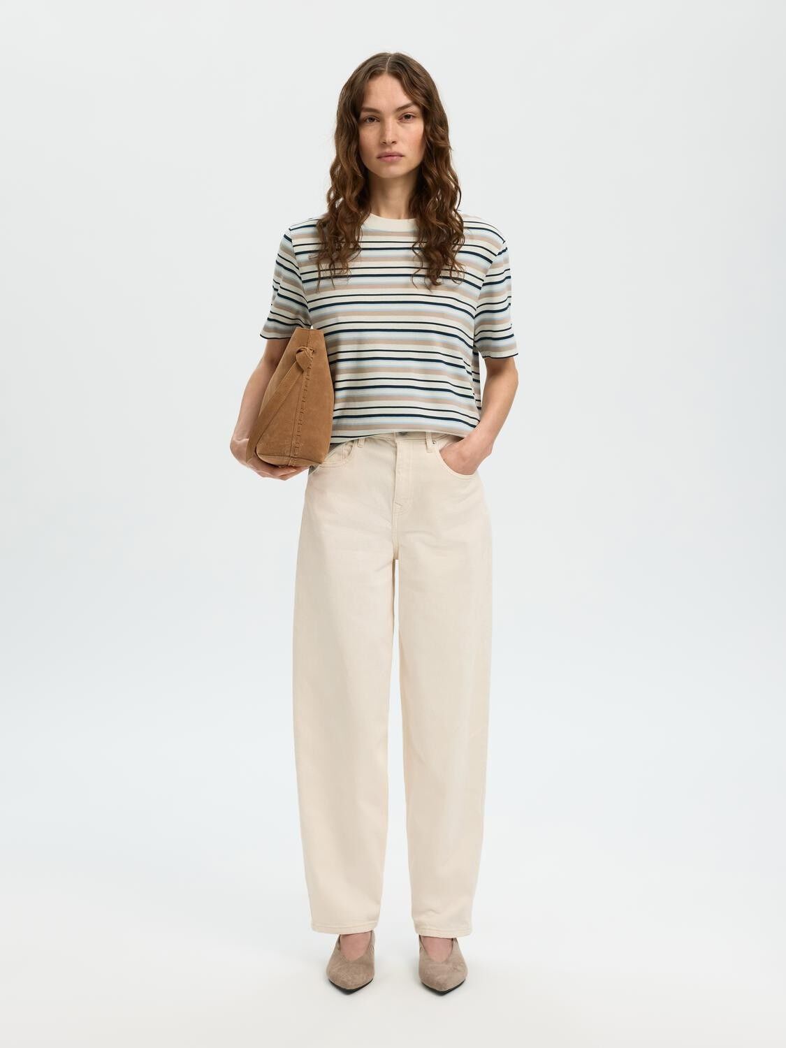 SLFESSENTIAL SS STRIPED BOXY TEE NO