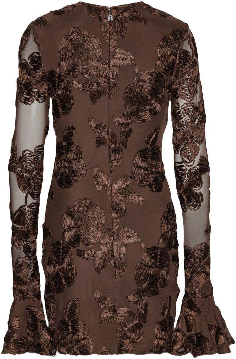 FLOWER MESH LS MINI DRESS