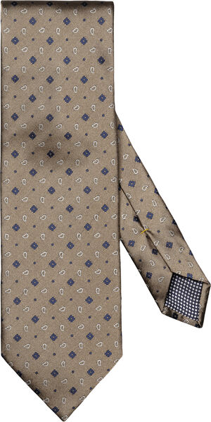 Beige Paisley Woven Silk Tie