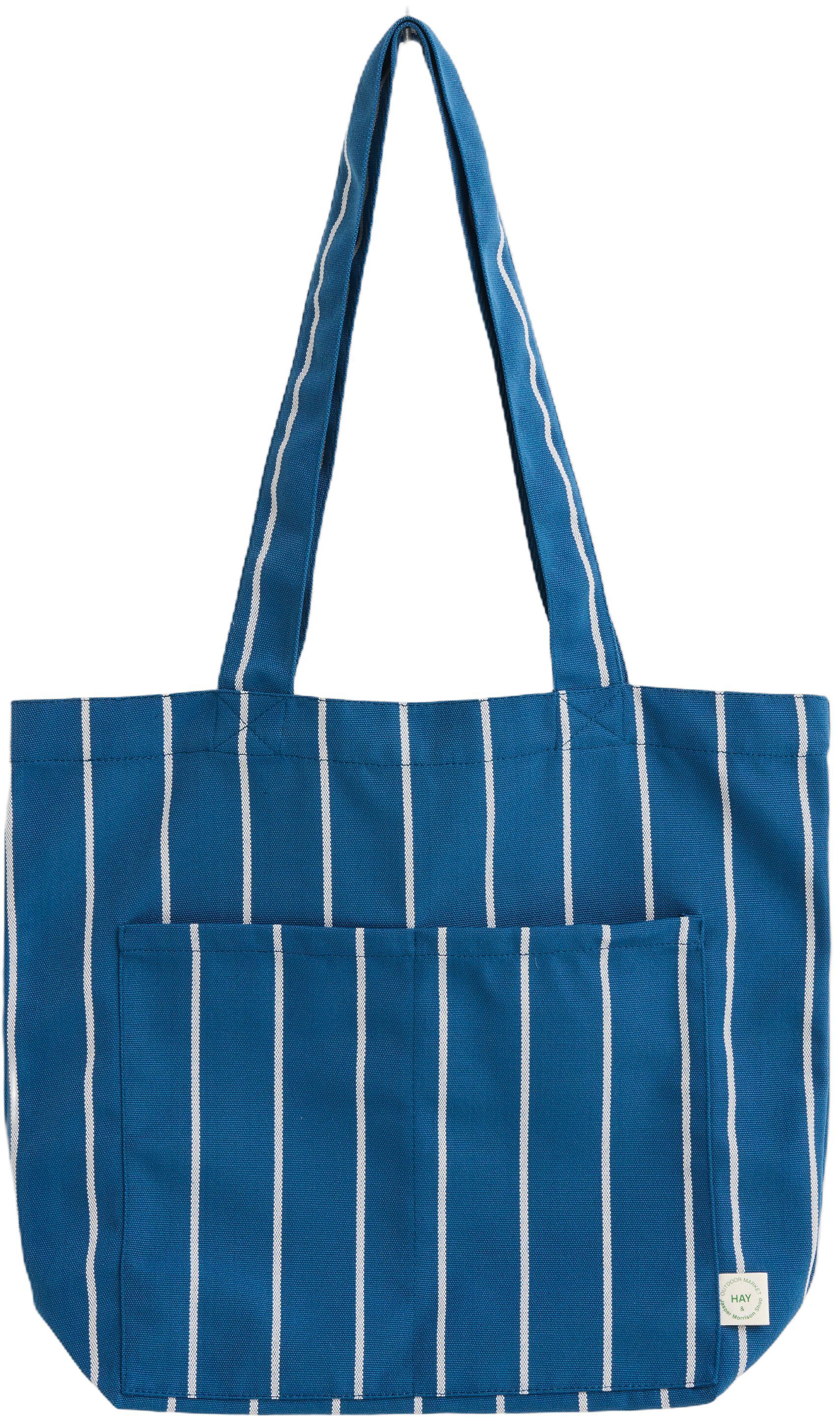 Outdoor Market Tote Bag - Medium - Beige with red stripe