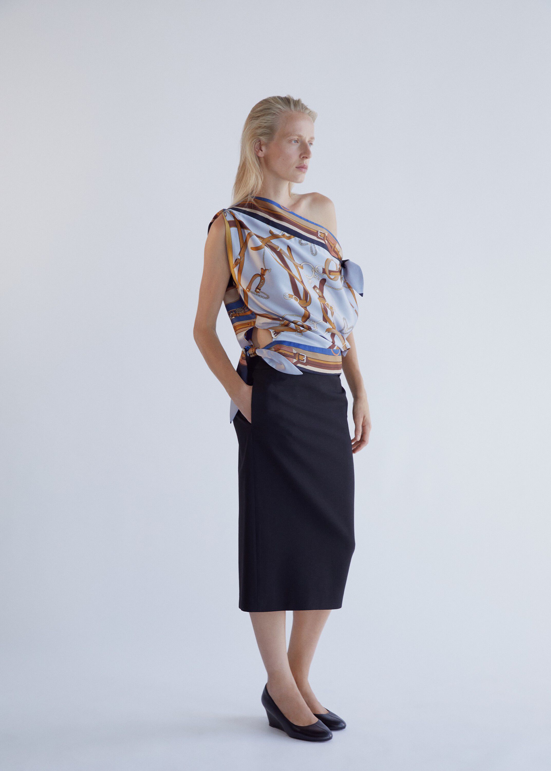Knot print blouse