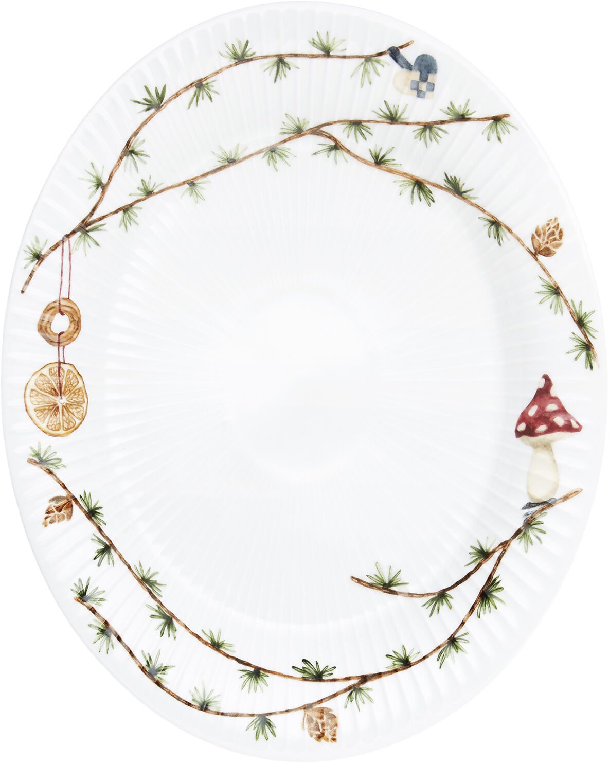 Hammersh&oslash;i Christmas Ovalt bordfad 0 22,5x28,5 hvid m. deko