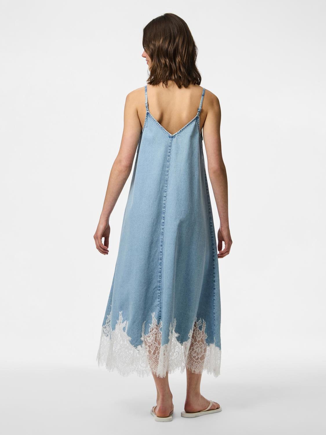 PCFENI SL LACE DENIM MIDI DRESS D2D