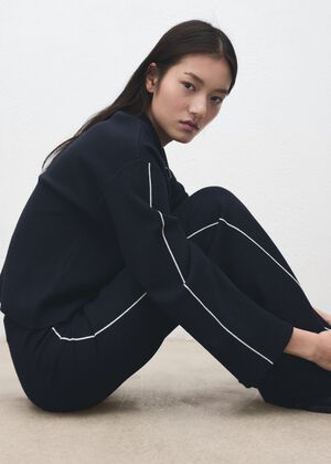 Zip neck contrast-stripe sweater