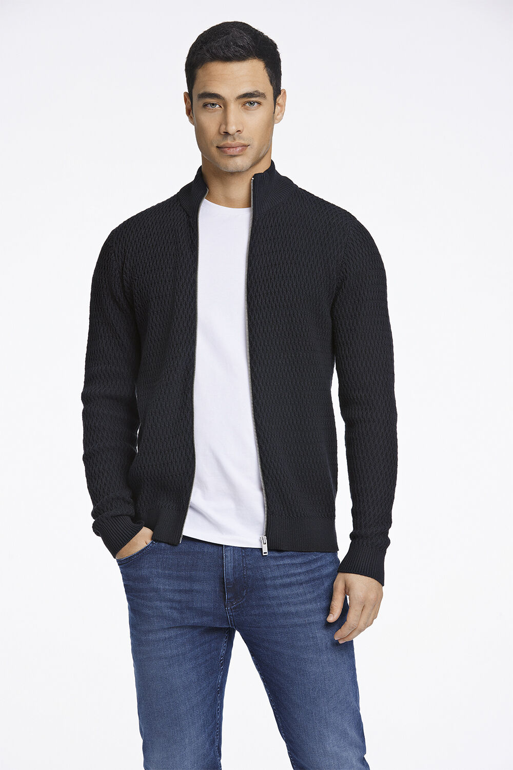 Zip through structure cardigan