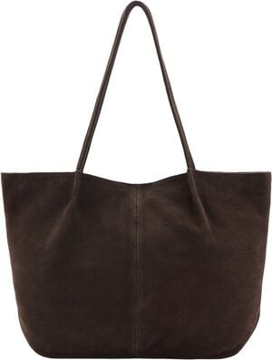 Suede leather shopper bag