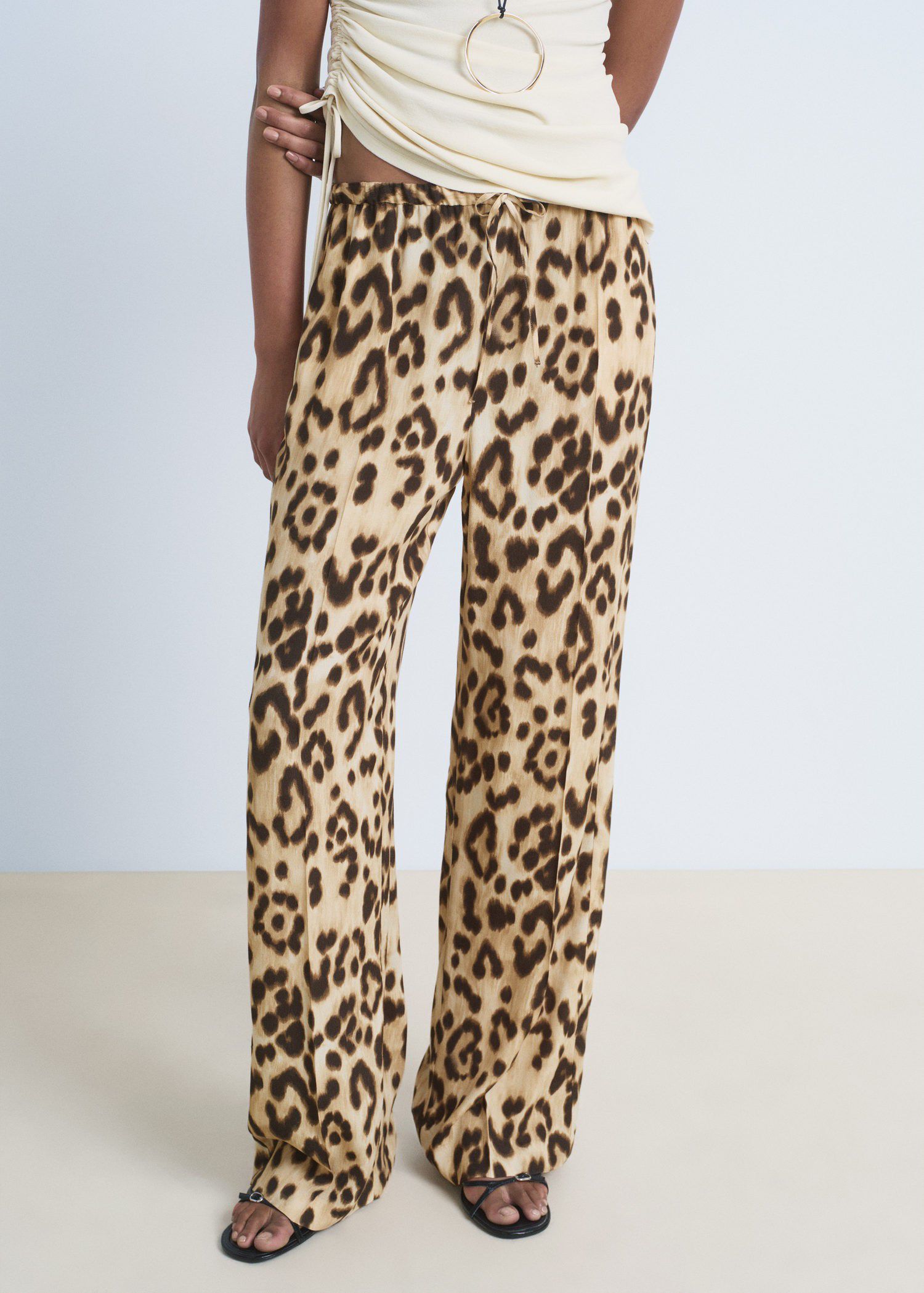 Fluid animal- print trousers