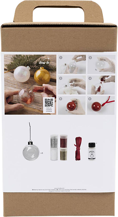 DIY Kit Julekugler, Glitter