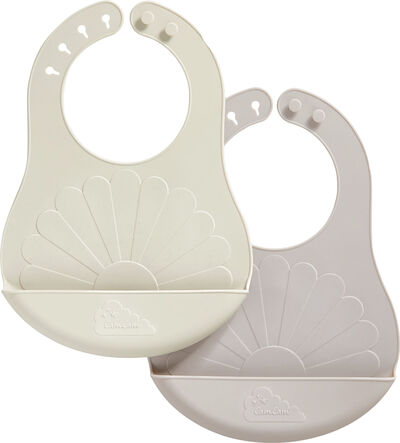 Silicone Bibs Flower, Earth Mix, 2-pack