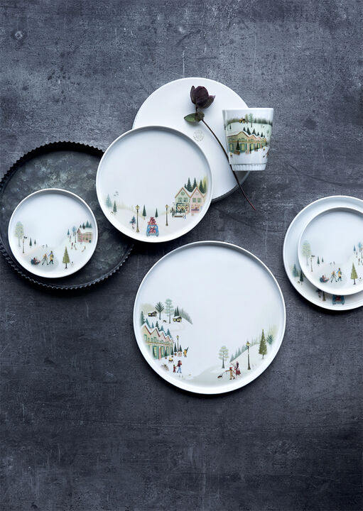 "Tallerken flat rett kant Vinter 15,5cm Hvit Ildfast porselen"