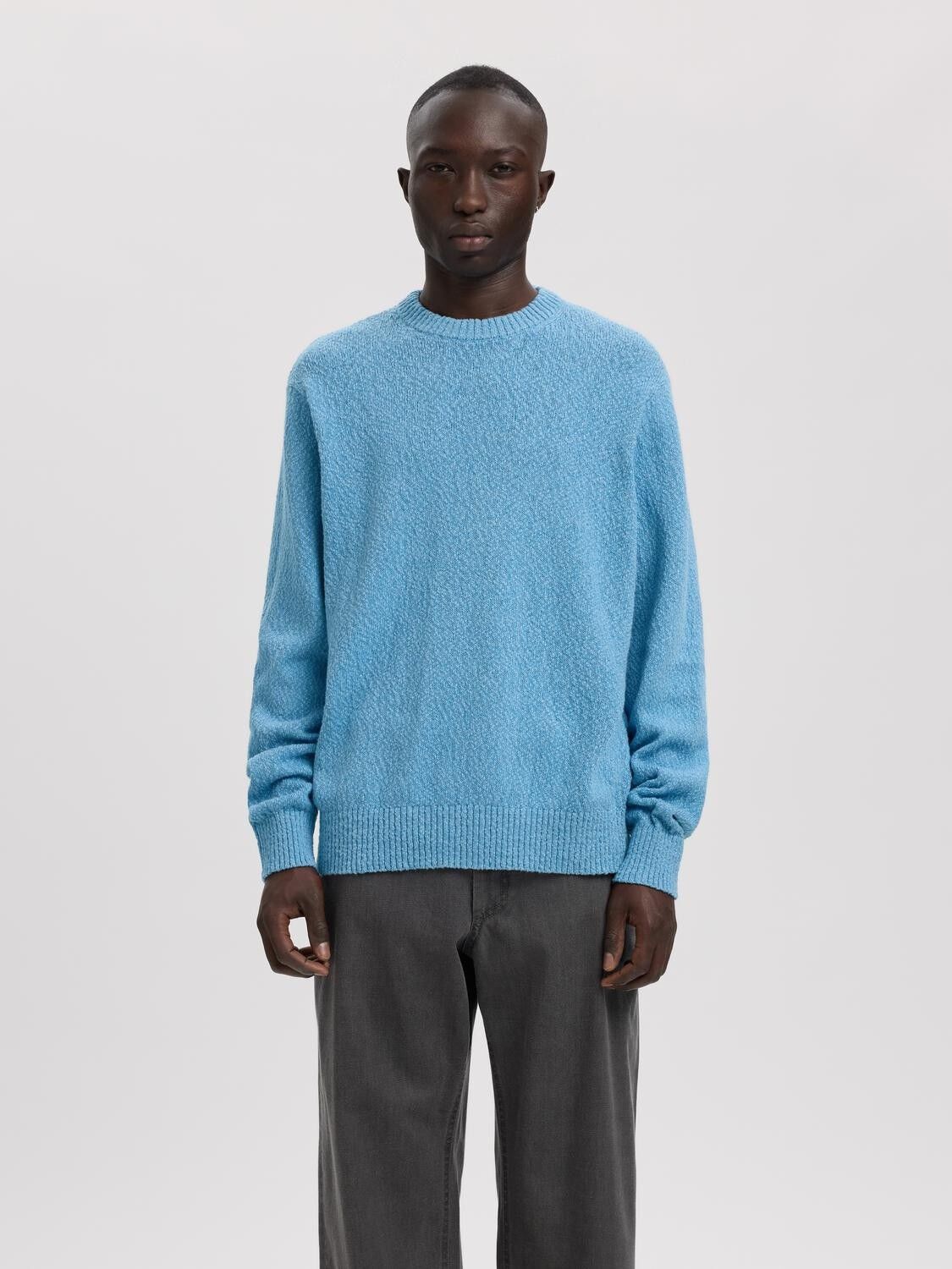 Anrragi Boucle Ls Knit Crew Neck