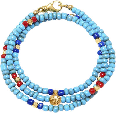 The Mykonos Collection - Vintage Turquoise, Red, and Blue Glass Beads