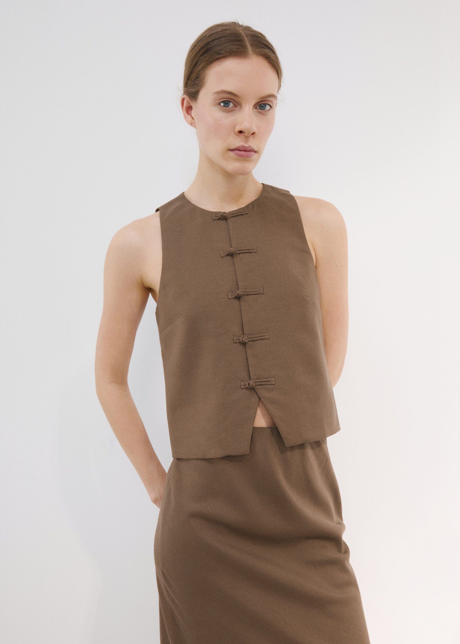 Linen-blend suit waistcoat