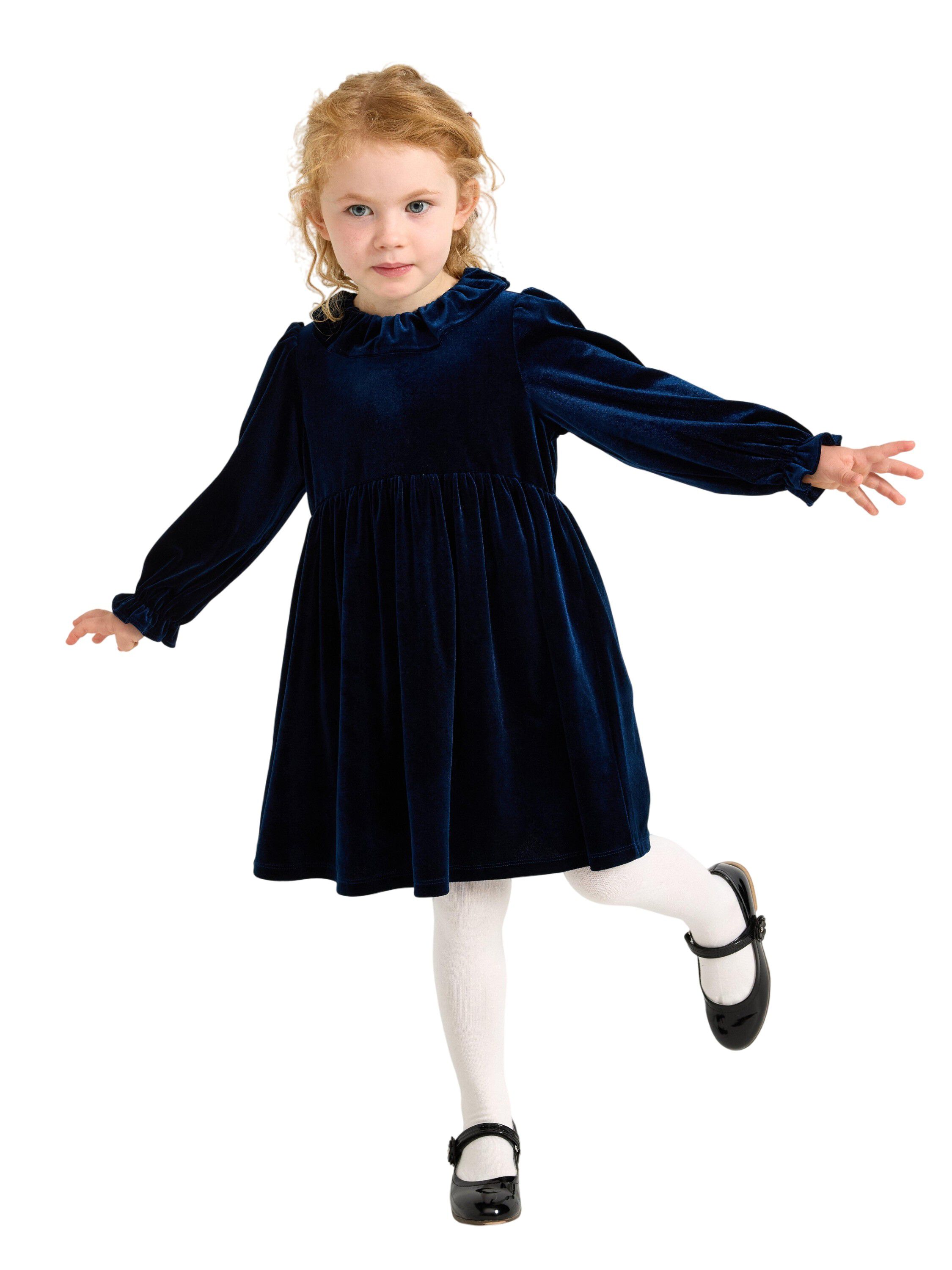 Soft long-sleeved dress in velvet w