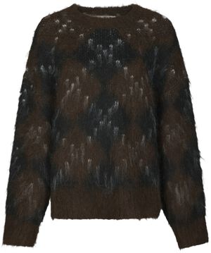 Roeme Check Fluffy Knit Blouse