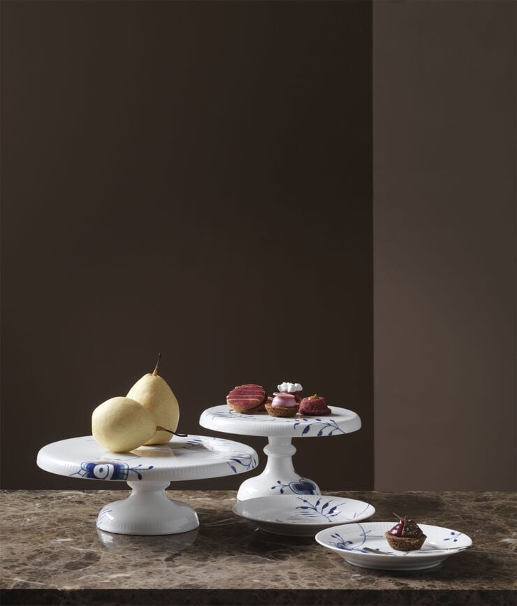 Blå Mega Riflet 29,5 cm Fad på fod