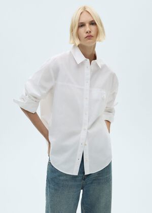 Cotton shirt with decorative button