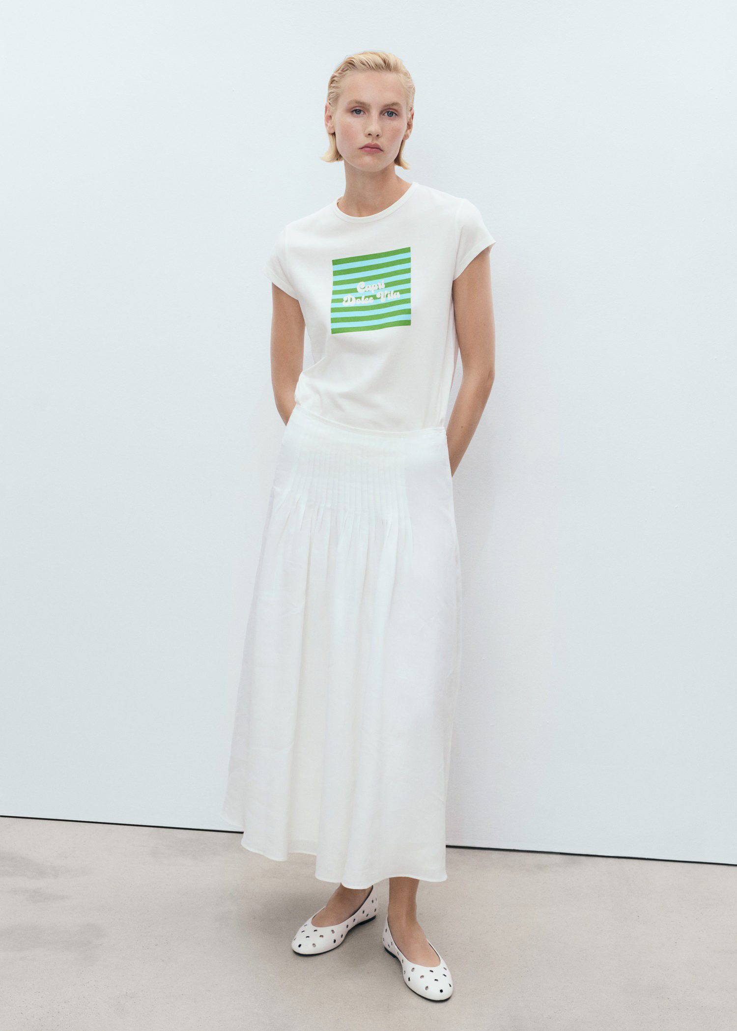 Printed cotton-blend t-shirt