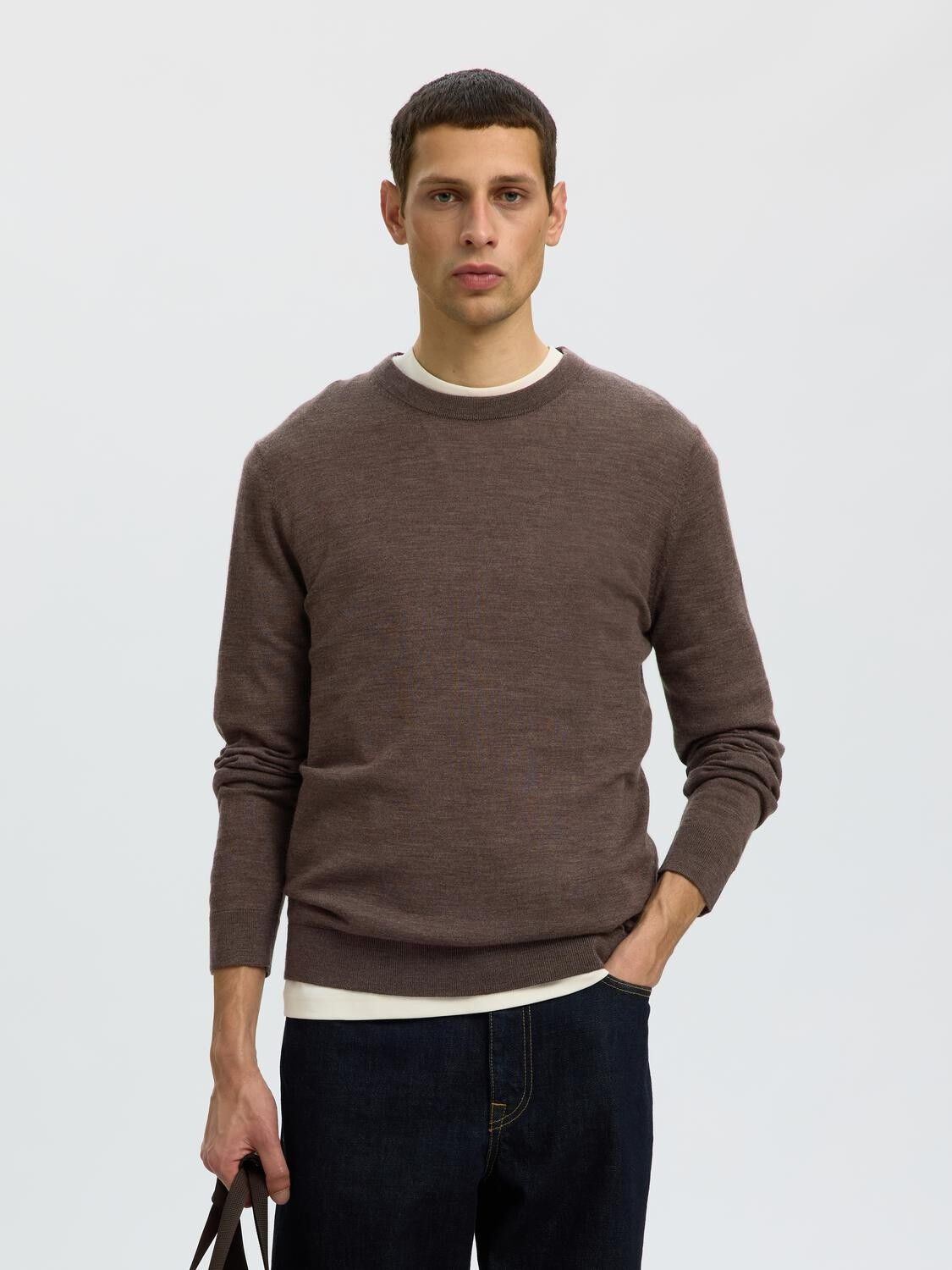Slmtray Ls Knit Reg Merino Crew Noos