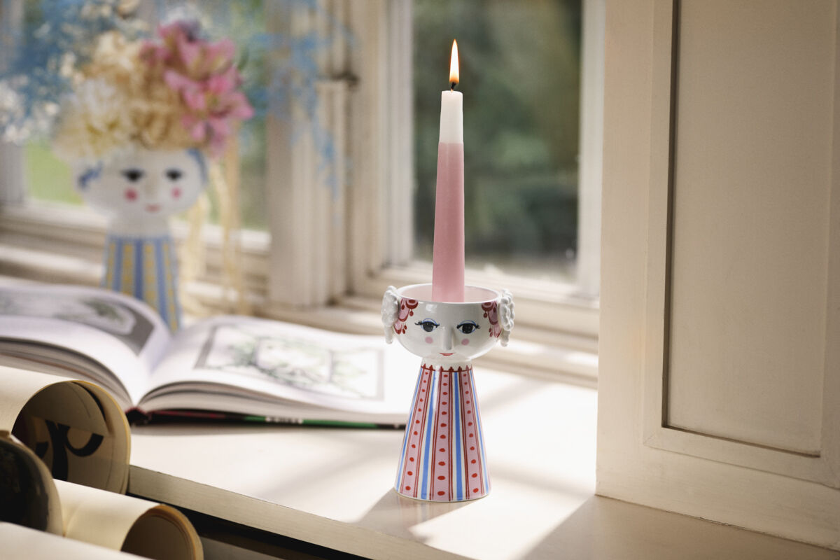 Eva Lysestage H14 cm st&oslash;vet r&oslash;d