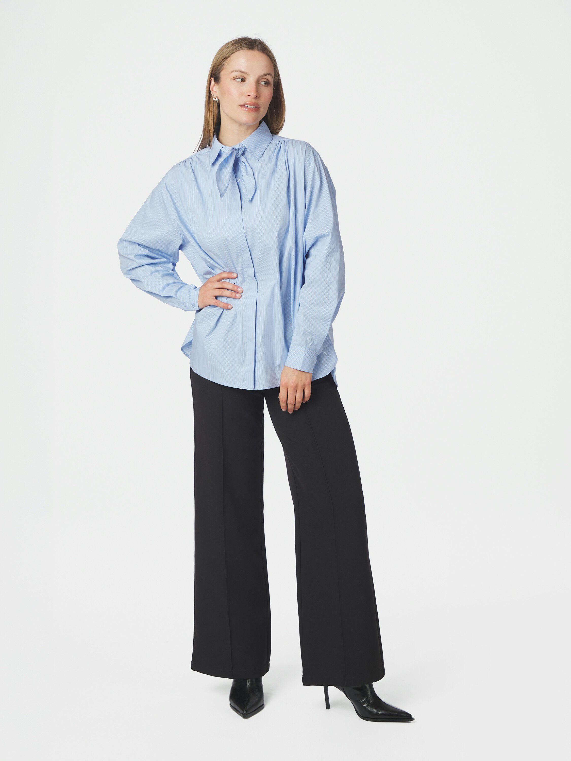 Rochelle Scarf Fine Stripe Shirt