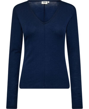 Cilla 16 V-halset bluse - 100% merino wool RWS