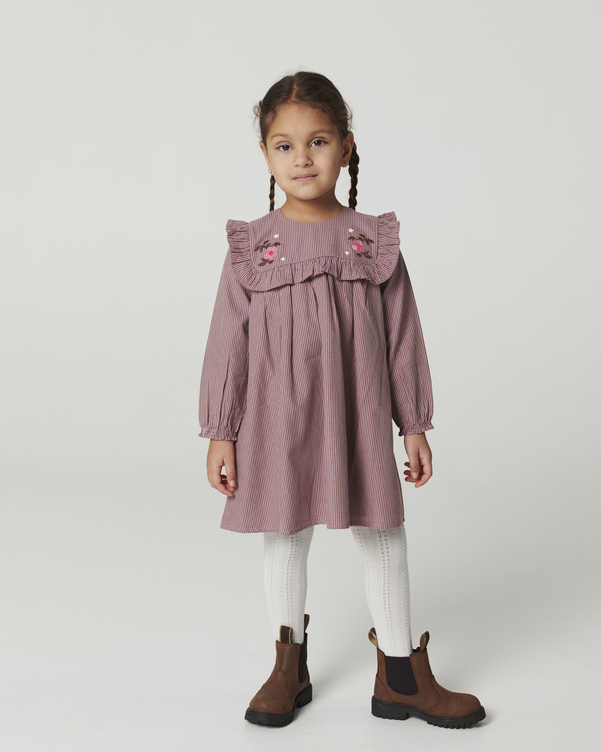 Long-sleeved Dress with all-over embroidery