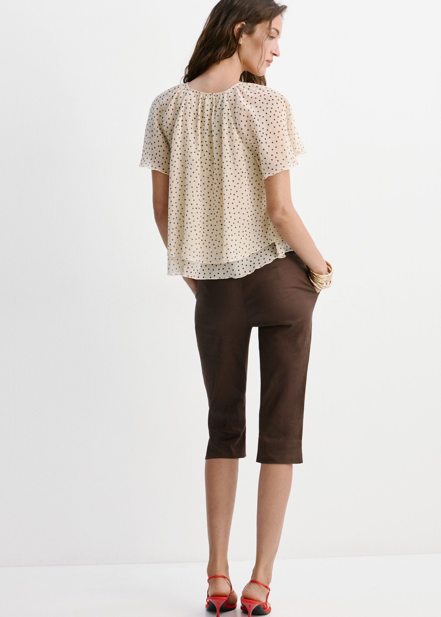 Bow polka-dot blouse