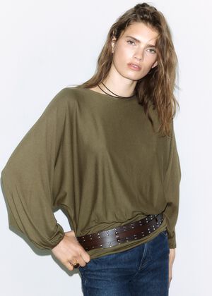 Gathered blouse with wide elasticat