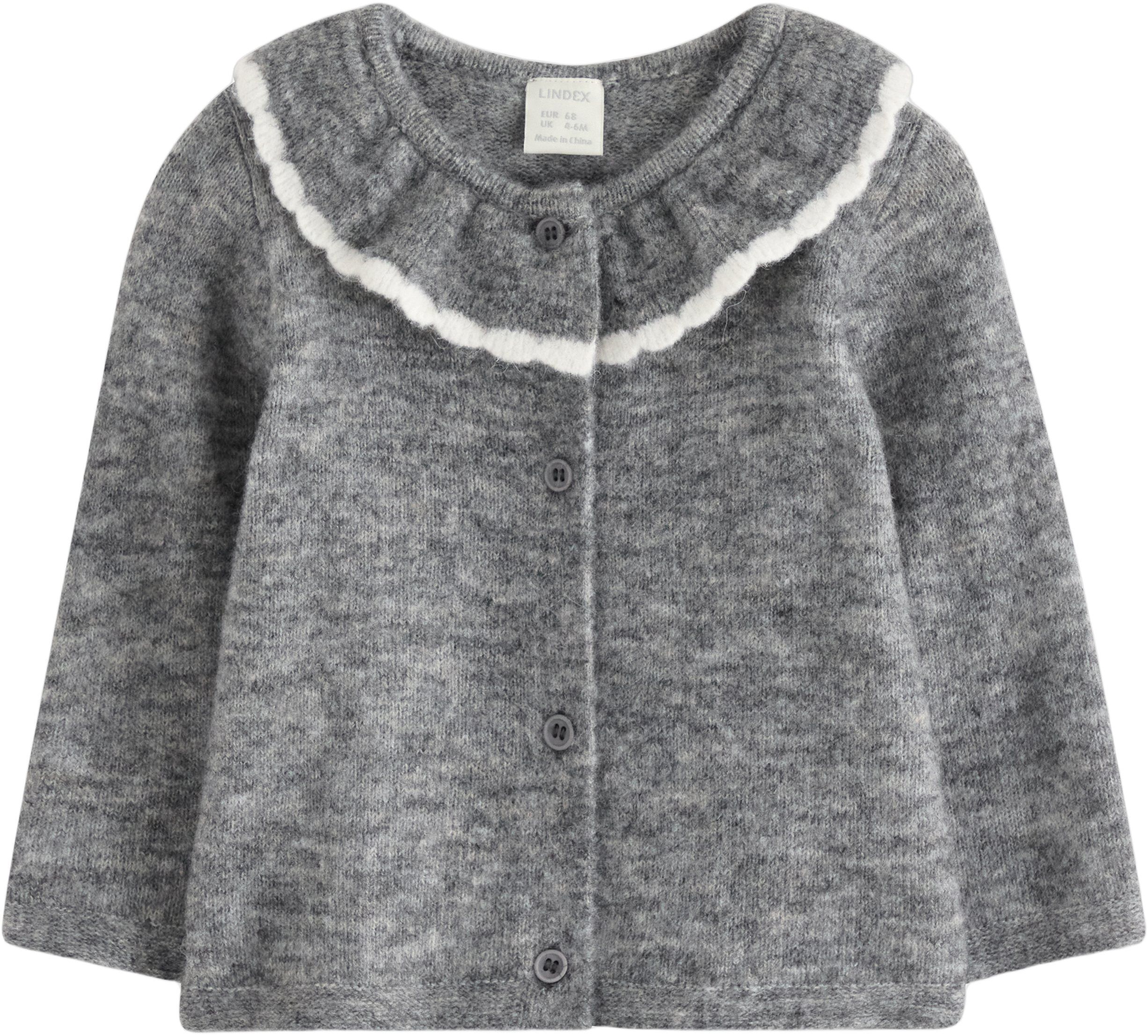 Strikket cardigan med krage og knap