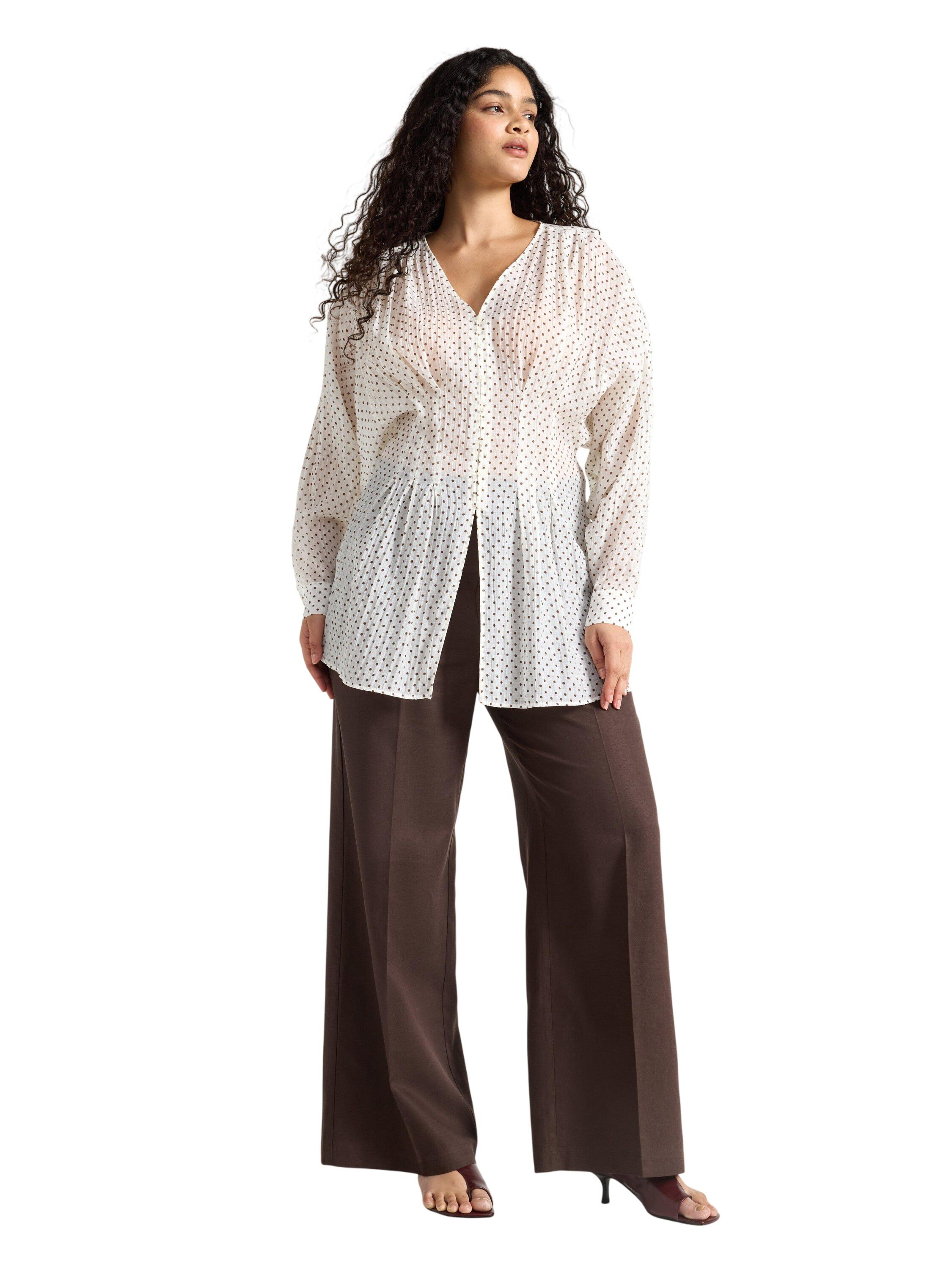 Flowy blouse with long sleeves, v-n