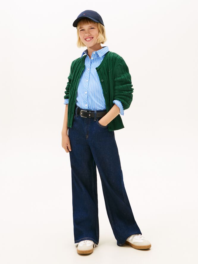 Mabel Flag Embroidery Wide Leg Jeans