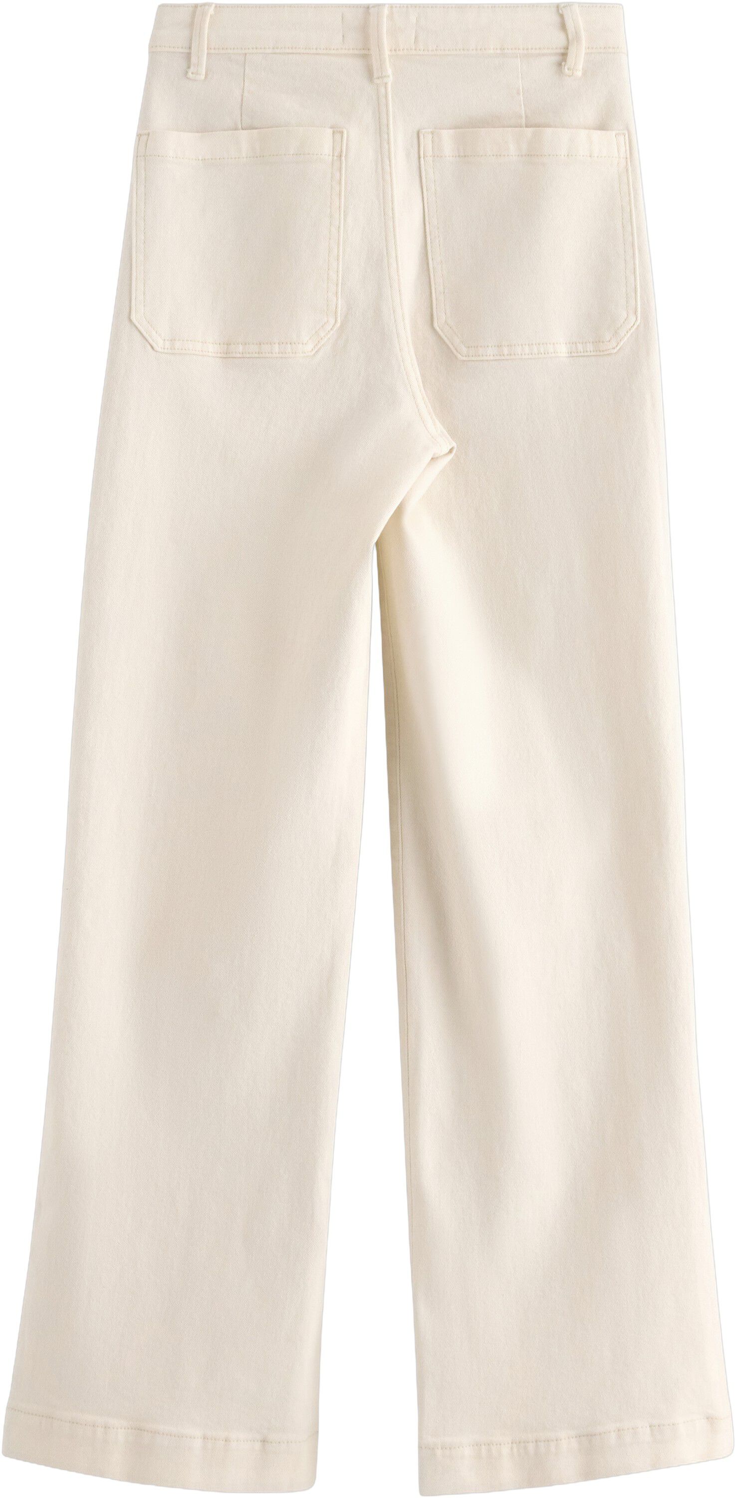 Jeans med h&oslash;y midje i bomullsdenim