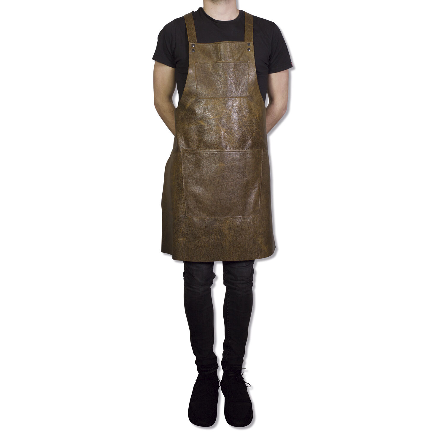 L&aelig;derforkl&aelig;de Suspender Serie Apron Vintage Brown