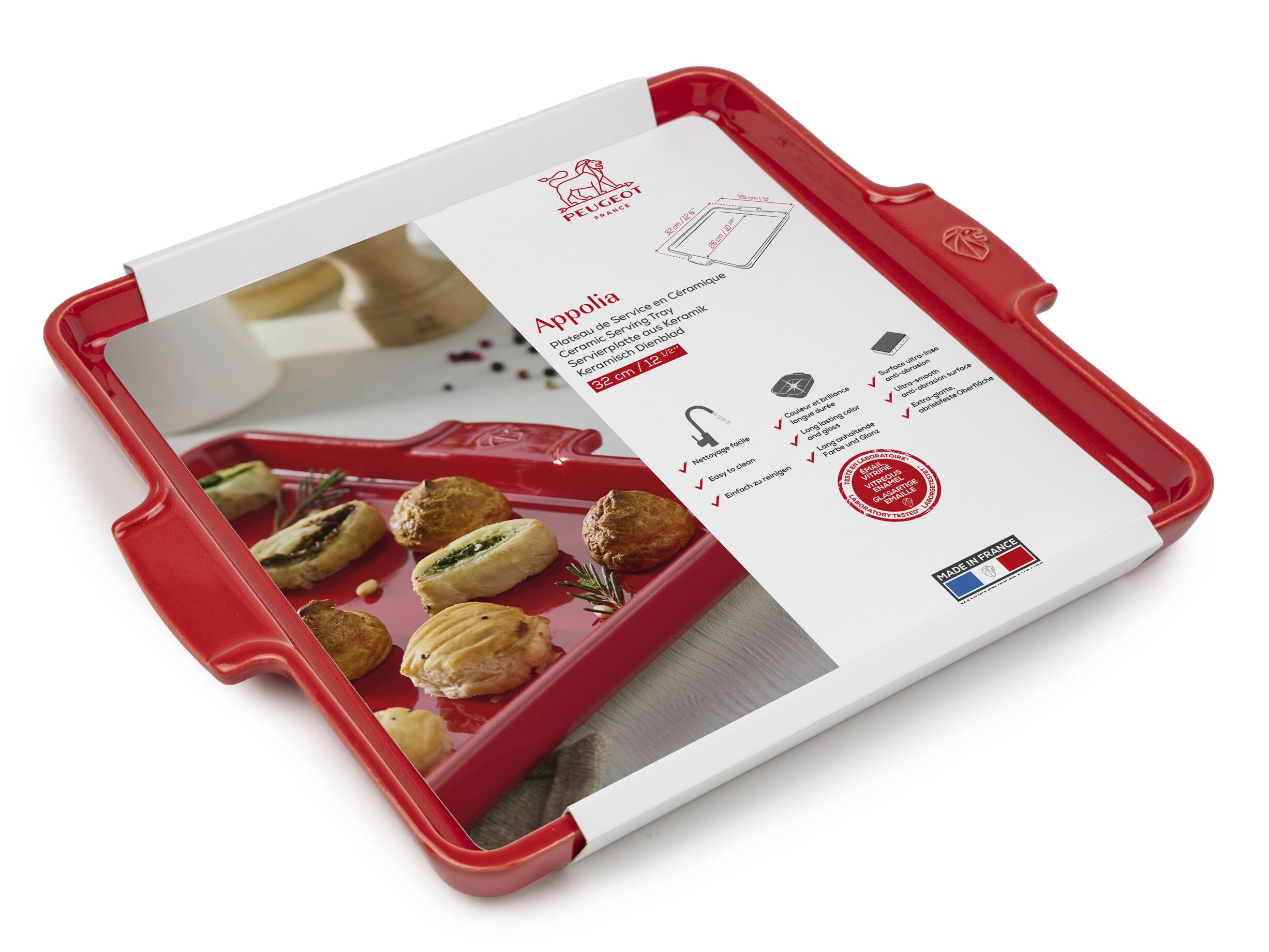 APPOLIA Firkantet Servicebakke R&oslash;d 32 cm
