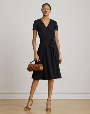 Belted Georgette Surplice Dress