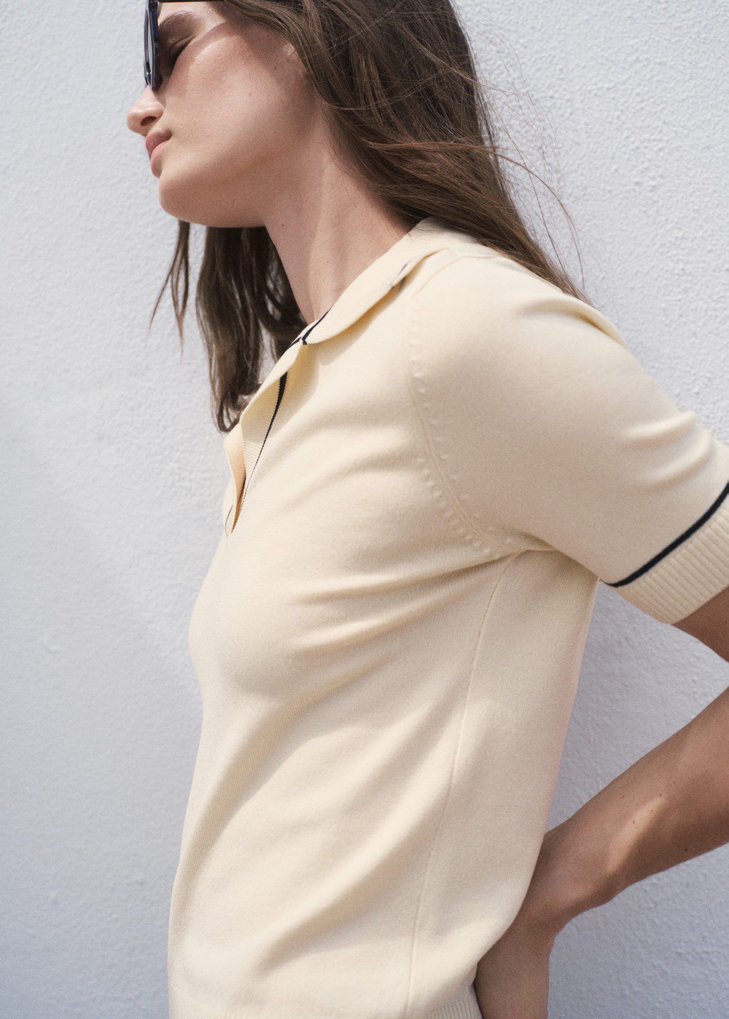 Contrast polo neck sweater