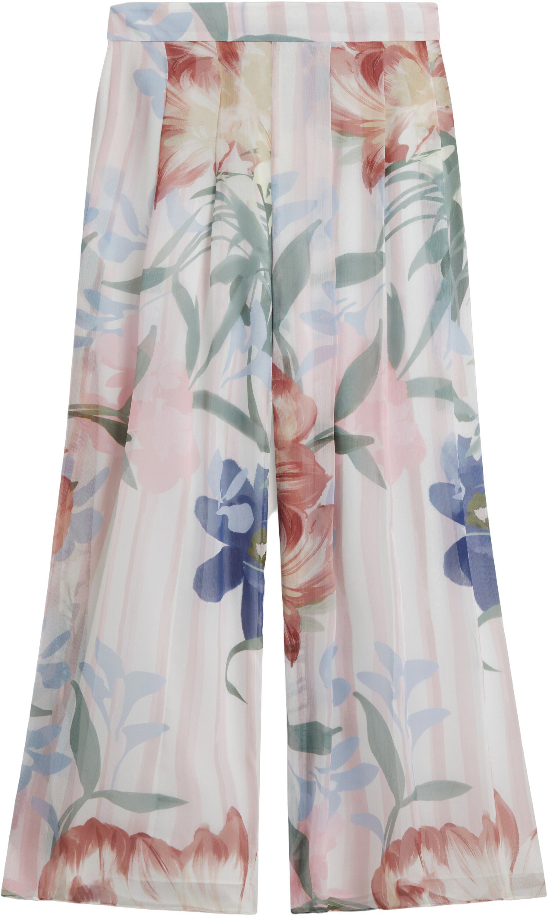 HURTA Printed Wide Leg Pleated Trou