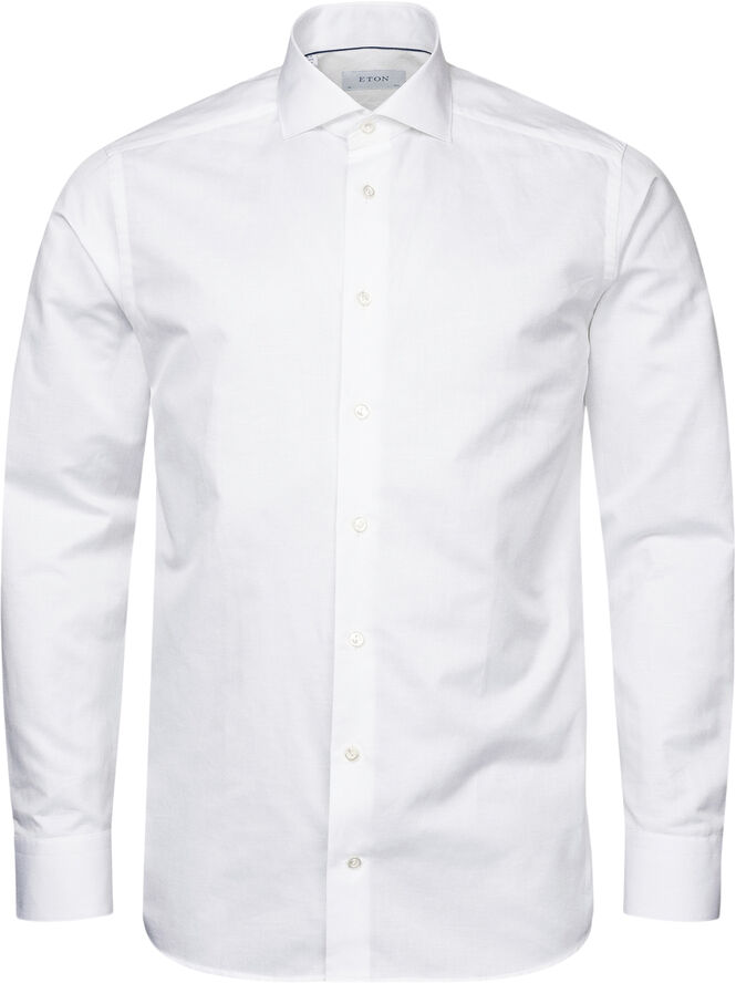 Slim Fit White Solid Cotton Linen Shirt
