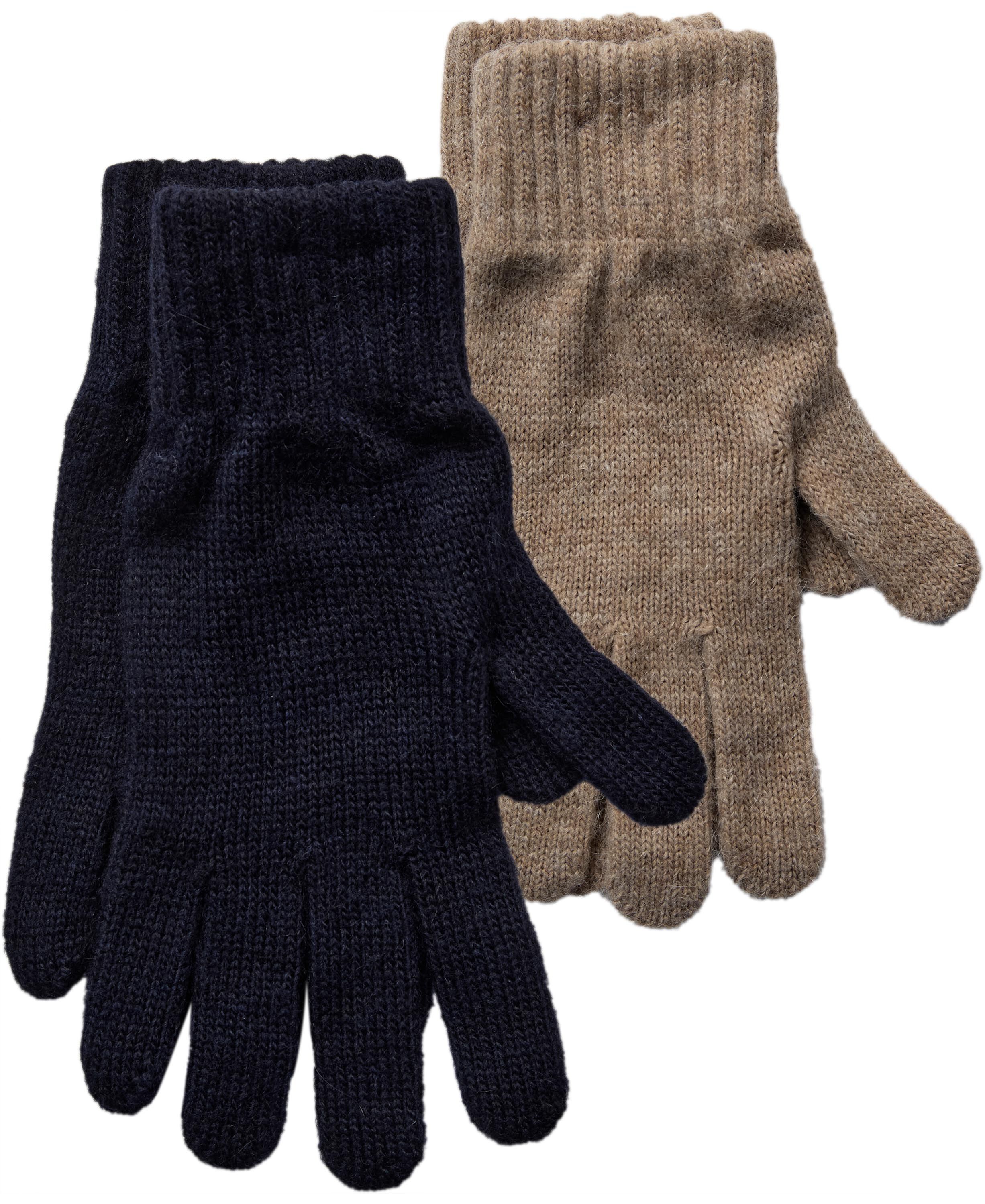 3920 2 Pack Knitted Gloves Beige/Chocolate Brown