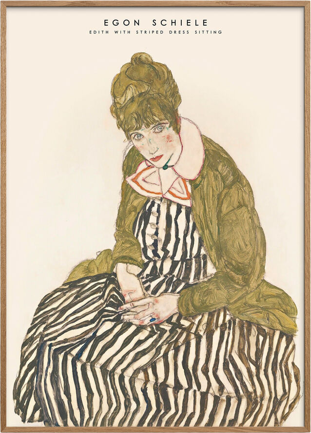 Egon Schiele - Edith in striped dress