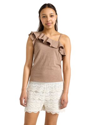 Sleeveless top with one shoulder de