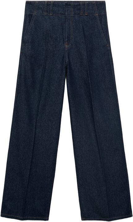 Wide leg denim trousers with belt l