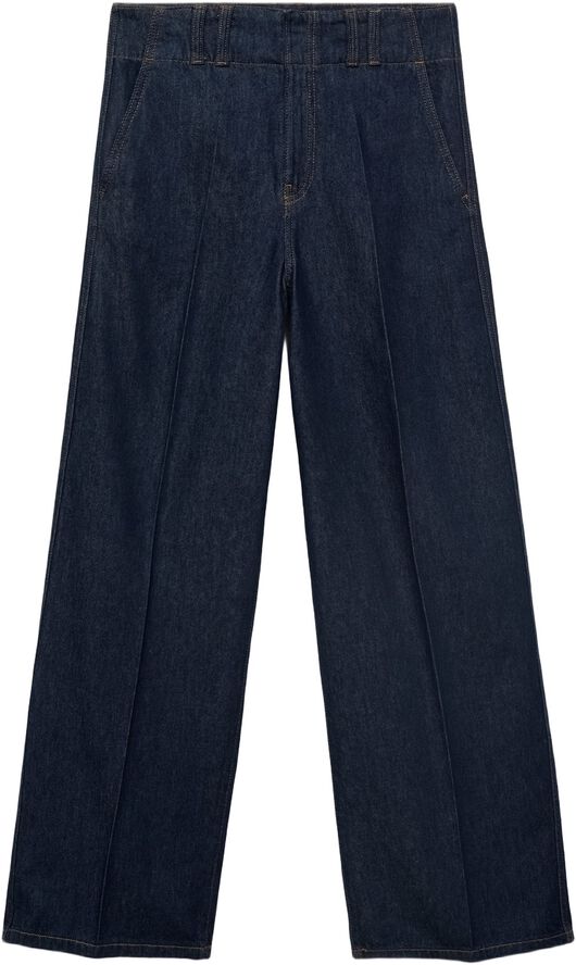 Wide leg denim trousers with belt l