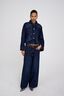 Patchwork denim wide leg pants - La