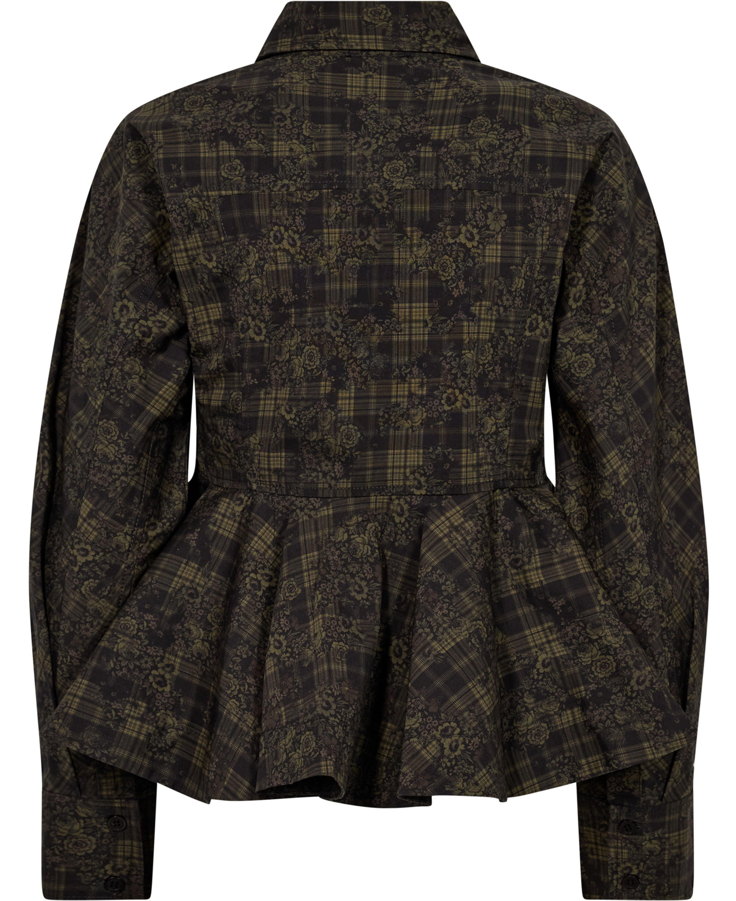 Printed Stretch Cotton Peplum Shirt