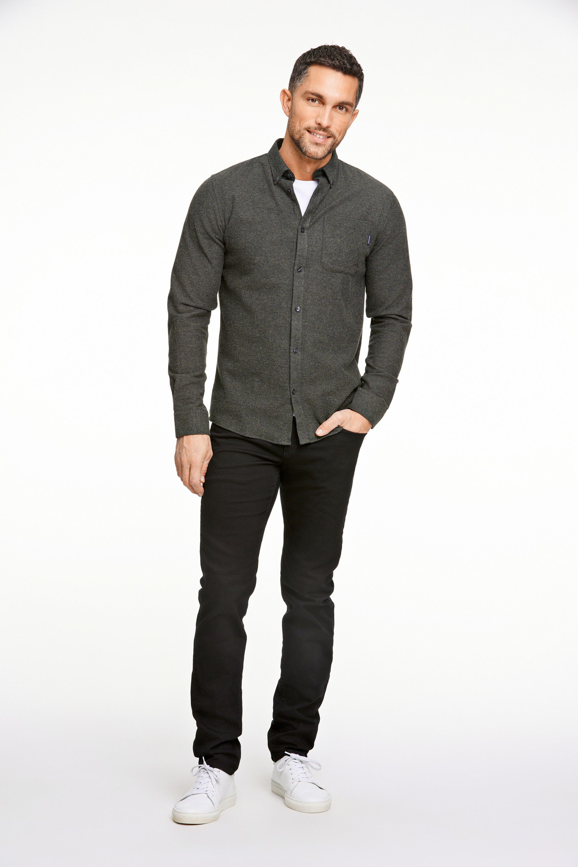 Brushed twill shirt L/S